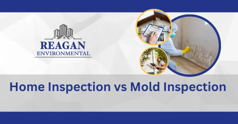 This is a image from Reagan Environmental about home inspection vs mold inspection. For people who are looking for home inspection near me